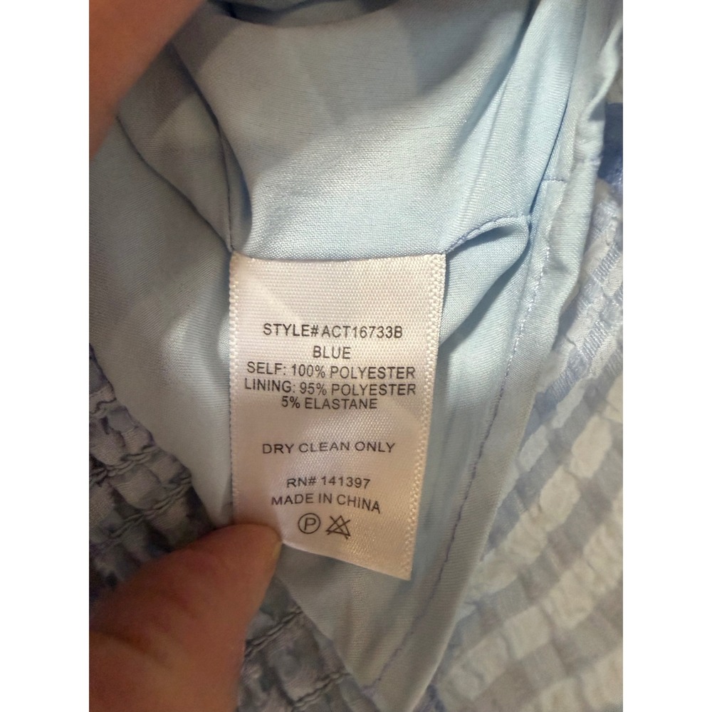 ASTR The Label Daydreamer Blue Seersucker Puff Sleeve Sweetheart Top Womens XS - Picture 9 of 11